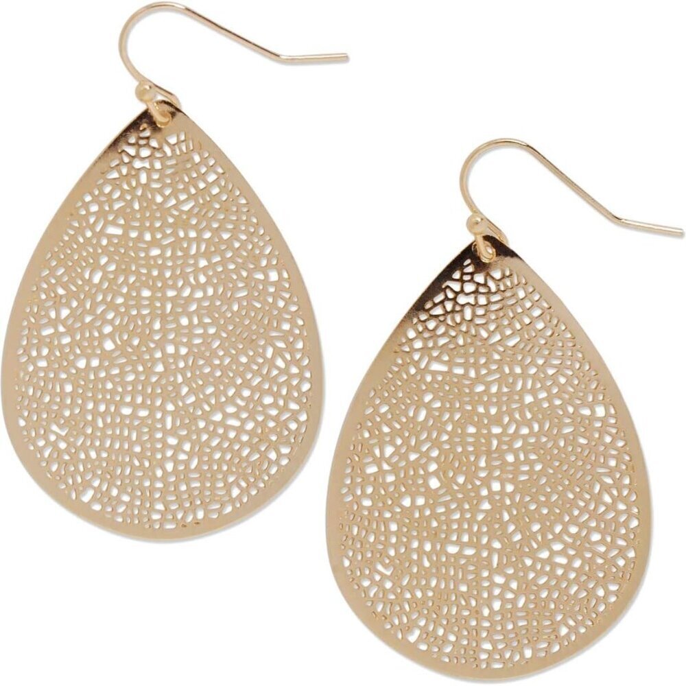 Teardrop Dangle Earrings Metal for Women Lightweight Gold Silver Rose Tone